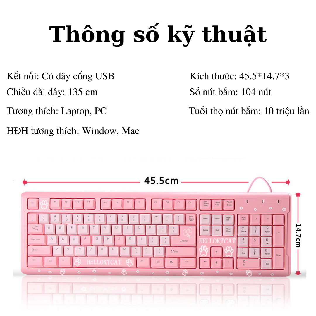 Bàn Phím Màu Hồng Hello KTCAT - BEYOU