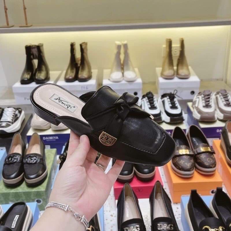GIày Sục nữ, sục nơ đẹp da mềm cá tính A38