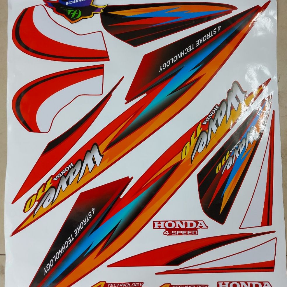 [HCM]Tem xe wave nhỏ  tem rời dán xe đỏ không bay màu