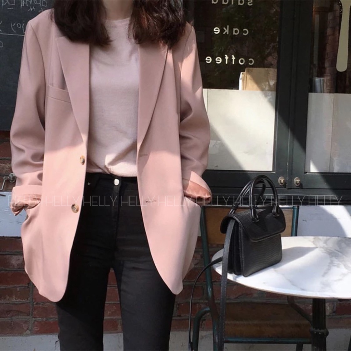 BLAZER 2 LỚP HỒNG | TRẮNG | HELLY SHOP