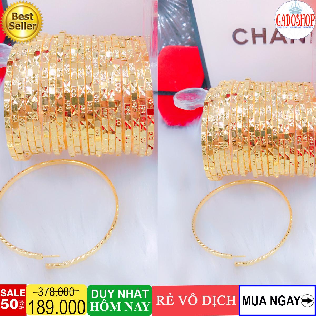 Vòng tay nữ, vòng tay mạ vàng, bộ vòng ximen vòng tuần 7 chiếc mạ vàng cao cấp có khóa chạm khắc hoa văn xinh đẹp sang trọng thiết kế tinh xảo đẳng cấp Trang Sức V030 - ĐI đi tiệc, đi làm cực đẹp sang trọng