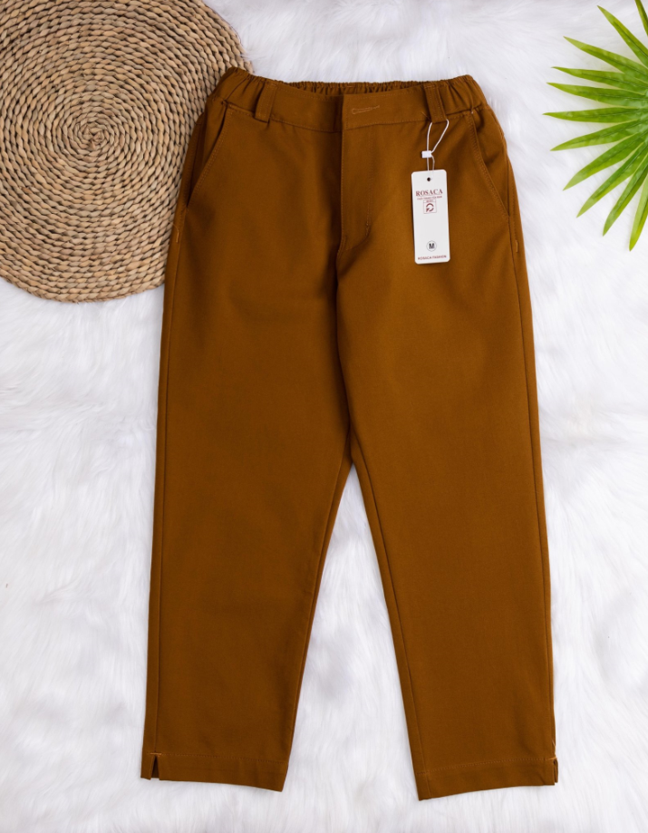 Quần 9 tấc Nữ Lưng Thun kaki Có Giãn