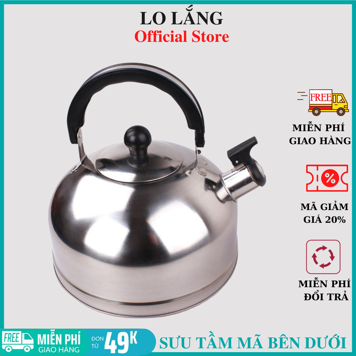Ấm đun nước 3L inox cao cấp - Ấm đun dày dặn NẤU NƯỚC DÙNG ĐƯỢC BẾP TỪ