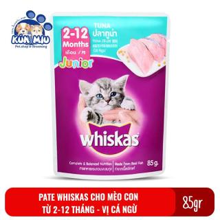 1 gói Thức ăn Pate Whiskas Junior cho mèo con 2-12 tháng 85gr Vị Cá ngừ thumbnail