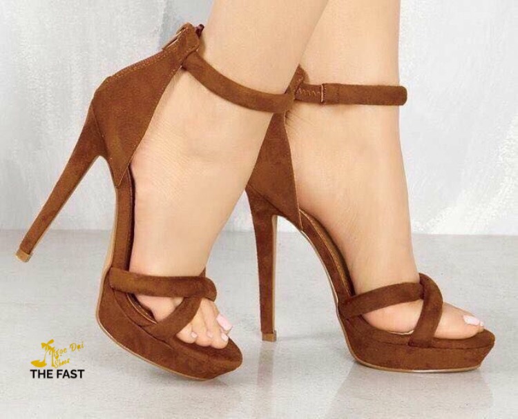 Giày sandal gót nhọn có đúp mũi hai dây chéo sành điệu NĐ145