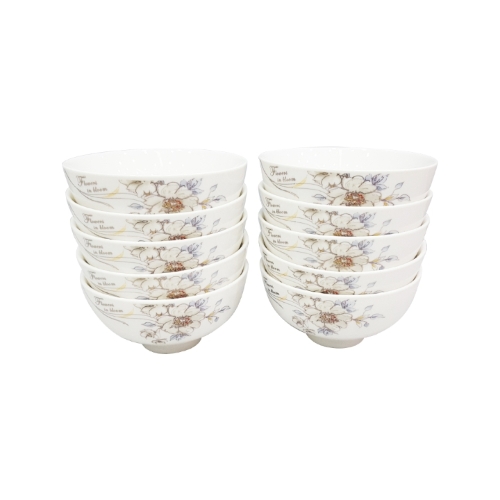 Bộ 10 chén sứ opal cao cấp - bộ 10 chén sứ hoa văn - CHÉN ĂN CƠM