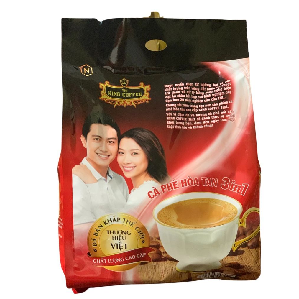 King Coffee -Bịch 45 Gói x 16 gam Cà phê hoà tan 3in1( 720gam/Túi)