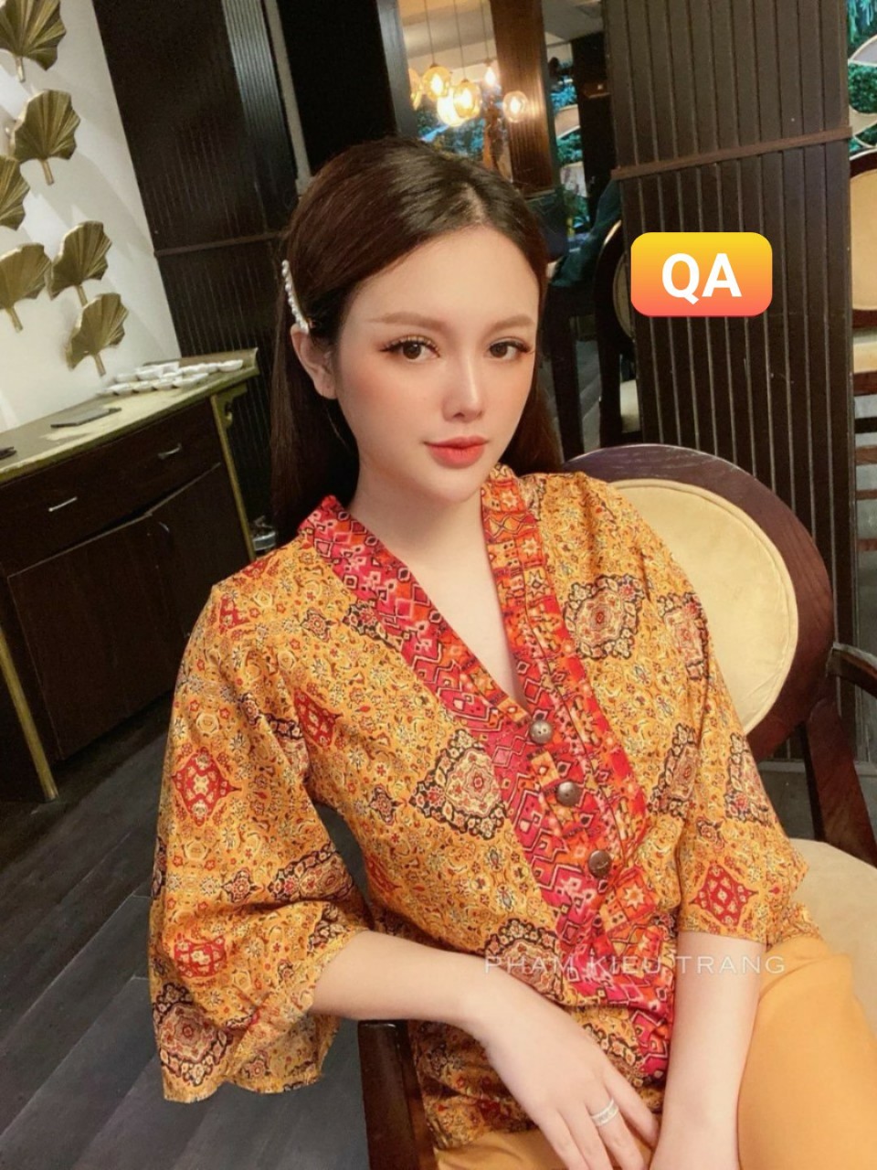 Sét bộ bà ba lụa thổ cẩm -QH TK