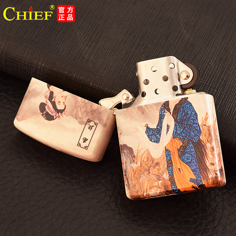 Bật lửa đá xăng Chief in 3D hình mỹ nhân cổ trang