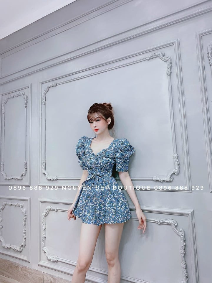 Đầm nữ lụa hoa nhún ngực siêu xinh thời trang Bambo