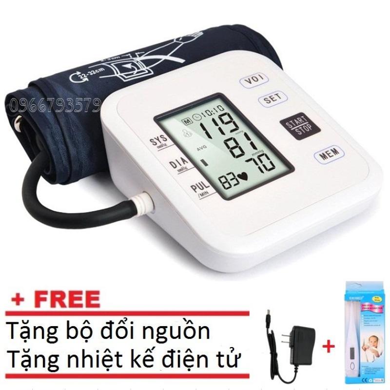 Máy đo huyết áp bắp tay Tặng bộ đổi nguồn + Nhiệt kế điện tử gia đình nhập khẩu