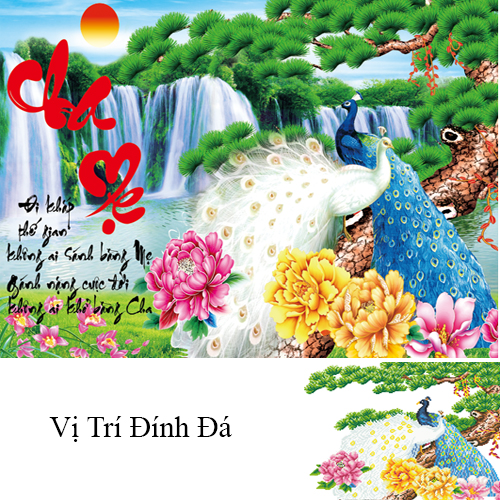 Tranh đính đá Cha mẹ - LV076 KT 75*50cm