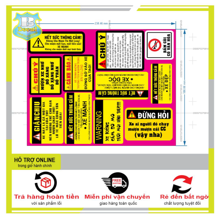 Logo sticker cảnh báo giận chịu mẫu 2