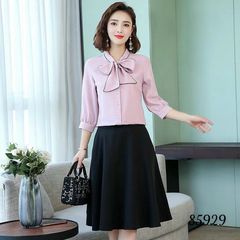 [HCM]SÉT ÁO SƠ MI KIỂU VÀ CHÂN VÁY NỮ CÔNG SỞ ĐẸP TH