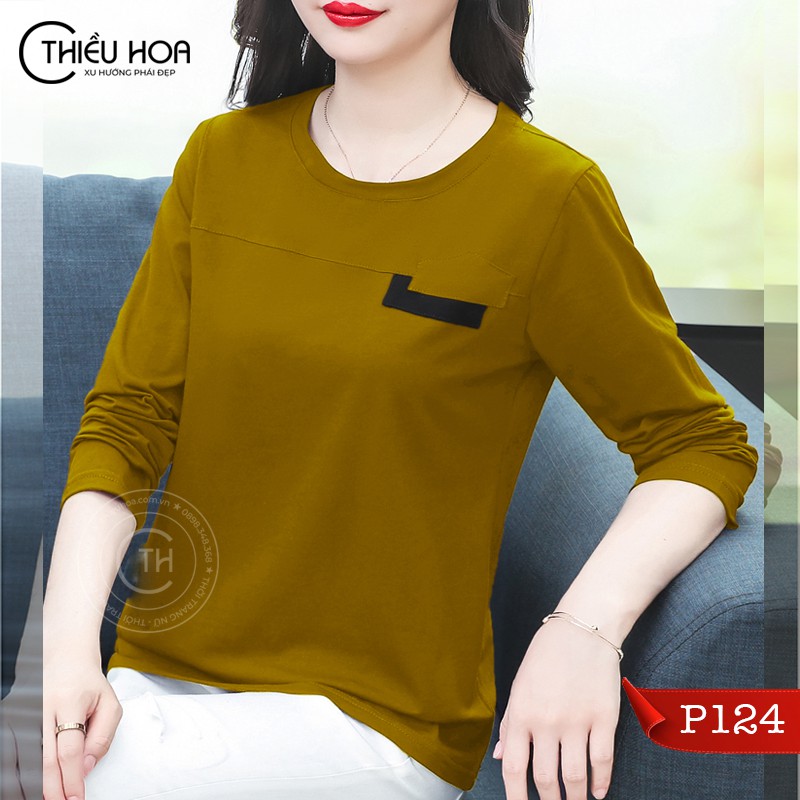 Áo Thun Nữ Form Rộng Tay Dài P124 Chất Liệu Cotton Siêu Thoáng Mát