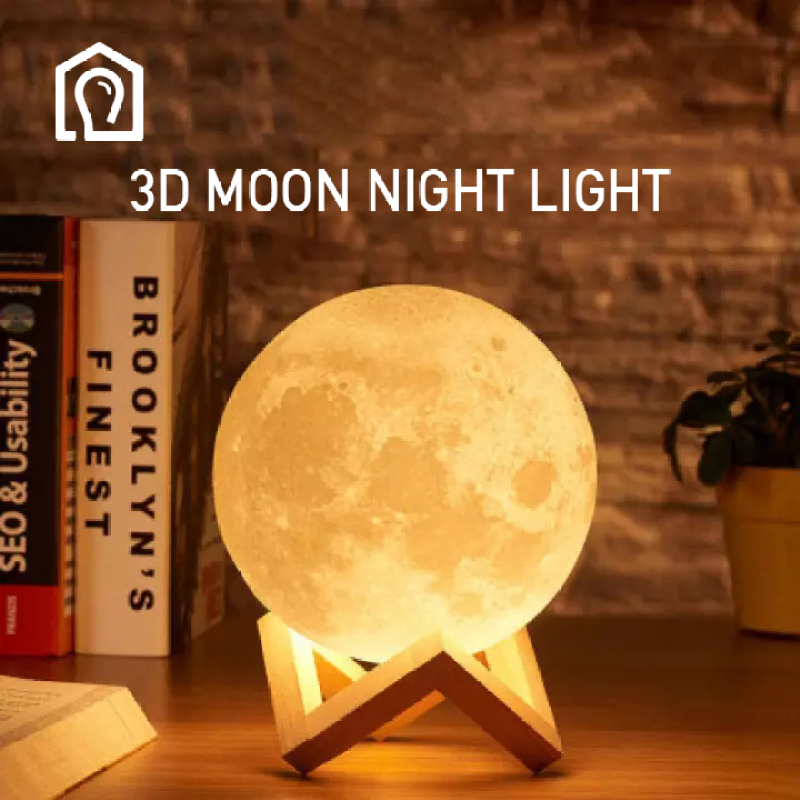 IHB025 Ánh sáng đêm trăng sáng tạo 3D Phòng ngủ cho trẻ em Bảo vệ mắt Ánh sáng cao su hoạt hình trang trí Đèn ngủ