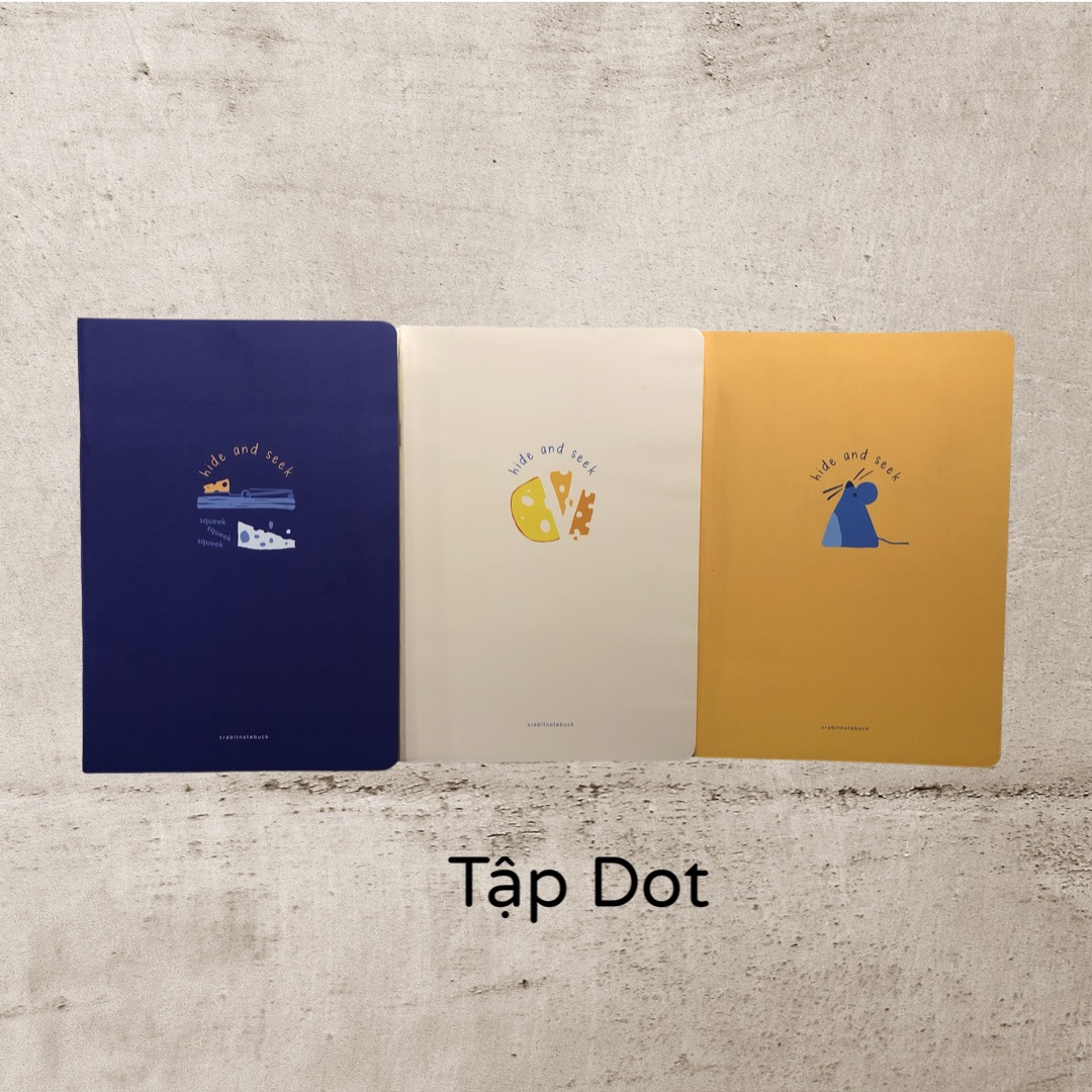 Combo 3 Vở Crabit Dotted Notebook - Vở Ruột Chấm Dot - Hide & Seek Chuột (120 Trang - 183x260mm)
