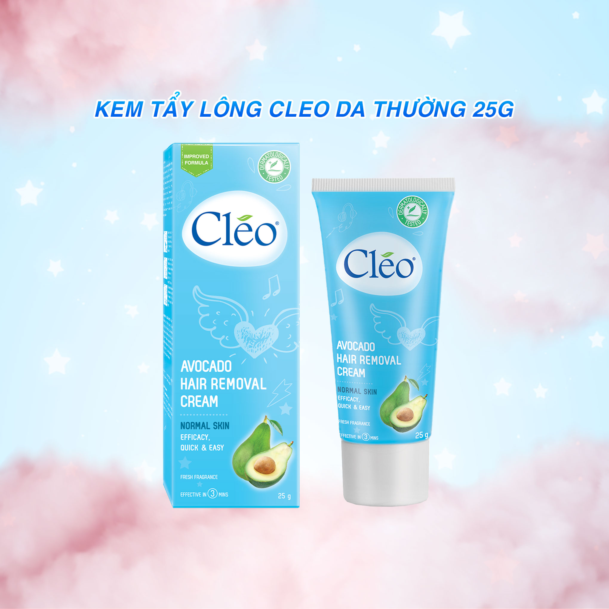 Kem Tẩy Lông Cho Da Thường Avocado Hair Removal Cream Normal Skin Cléo 25Gr