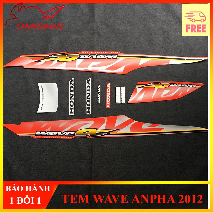 [HCM][BAO ĐỔI TRẢ] BỘ TEM 3 LỚP CAO CẤP MẪU ZIN CHO WAVE ANPHA 2012 - MÀU ĐỎ