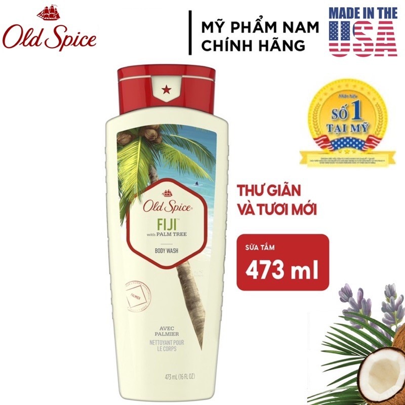 [USA] Sữa tắm nam Gel Old Spice FiJi with Palm Tree 473ml Fresher Collection - Mỹ