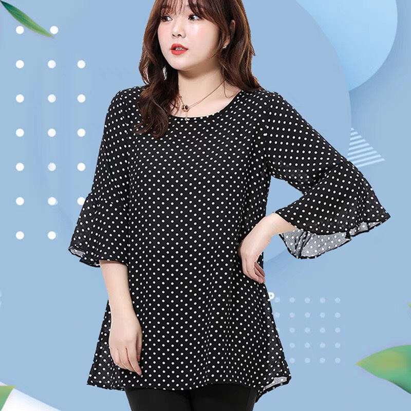 Áo chấm bi tay loe trung niên bigsize - BSd423