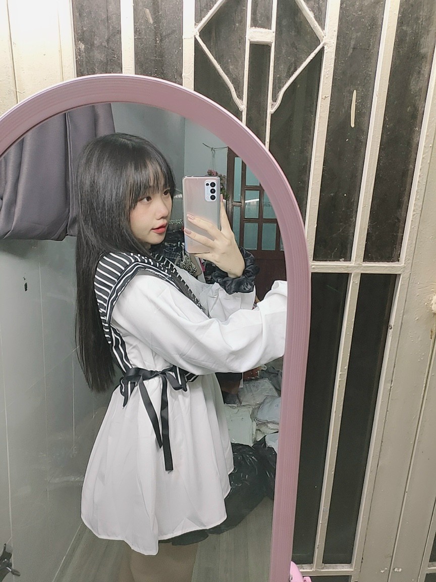 Áo babydoll phối sọc