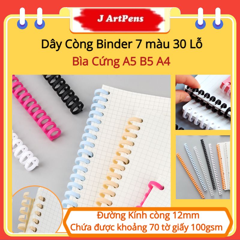 Gáy còng nhựa, còng binder và bìa cứng binder làm planner, sổ còng a5 20 lỗ - b5 26 lỗ - a4 30 lỗ
