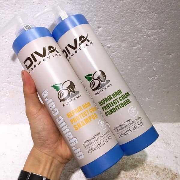 Dầu gội xả DIVA Cosmetics Protect Color Phục hồi hư tổn, Giữ màu và Dưỡng tóc mềm mượt 750ml