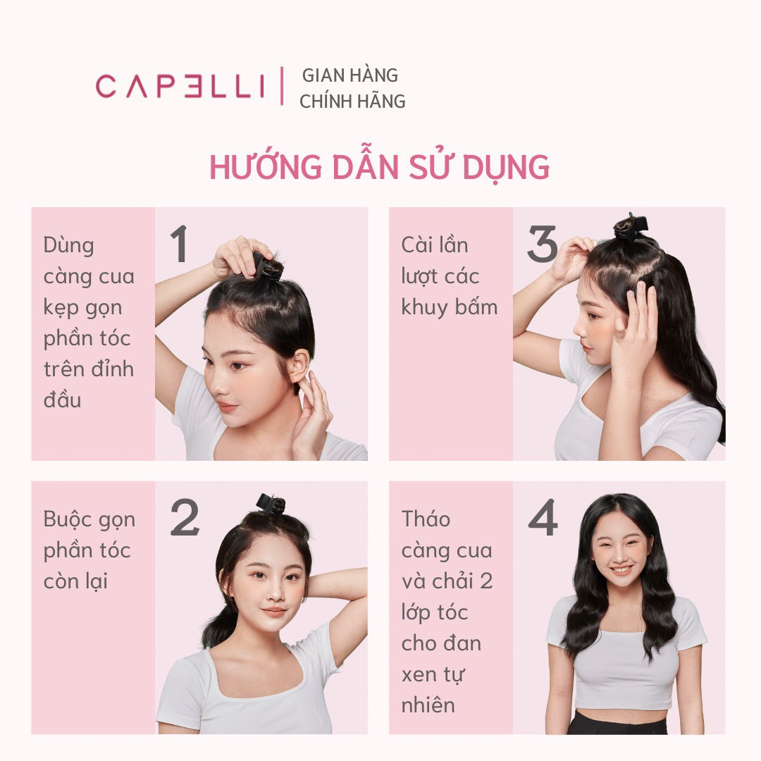 Tóc Kẹp U CAPELLI Dáng Xoăn Sóng Nước 45cm