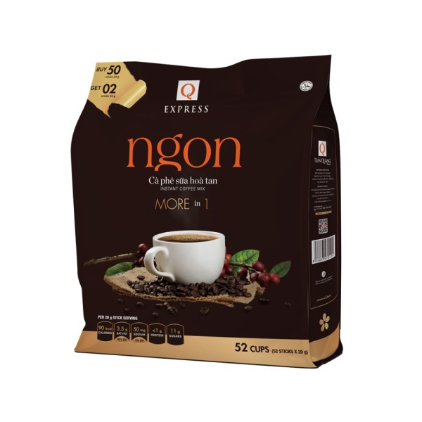 Cà phê Hoà Tan 3in1 Ngon - TRẦN QUANG - size lớn (52 gói/túi)
