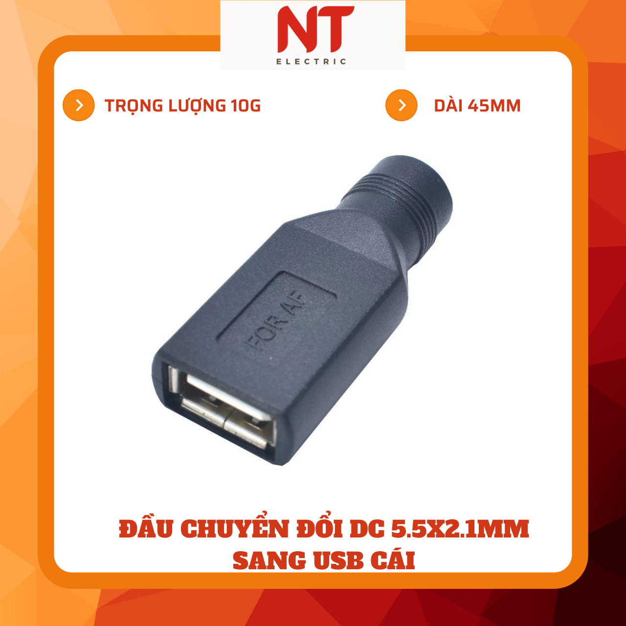 Đầu chuyển đổi DC 5.5x2.1 sang USB cái