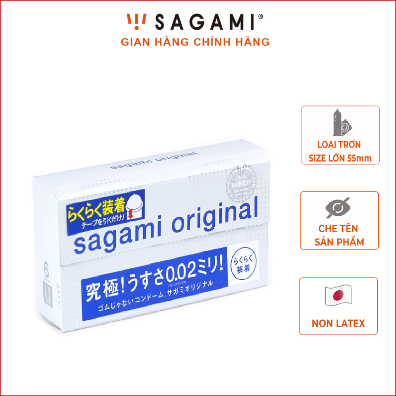Bao cao su Sagami Original 0.02 Quick (hộp 6 chiếc) - Non latex siêu mỏng nhập khẩu
