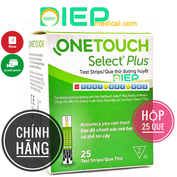 ✅ ONETOUCH SELECT PLUS 25 que - Que thử đường huyết của máy Onetouch Select Plus Simple (Chính hãng One Touch) nhập khẩu