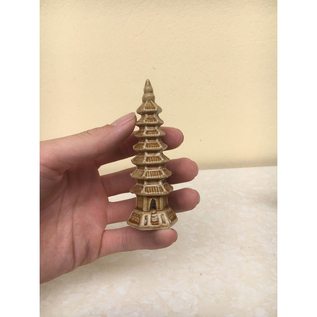 Tiểu cảnh Tháp mini gốm Bát tràng 1 size TC-28