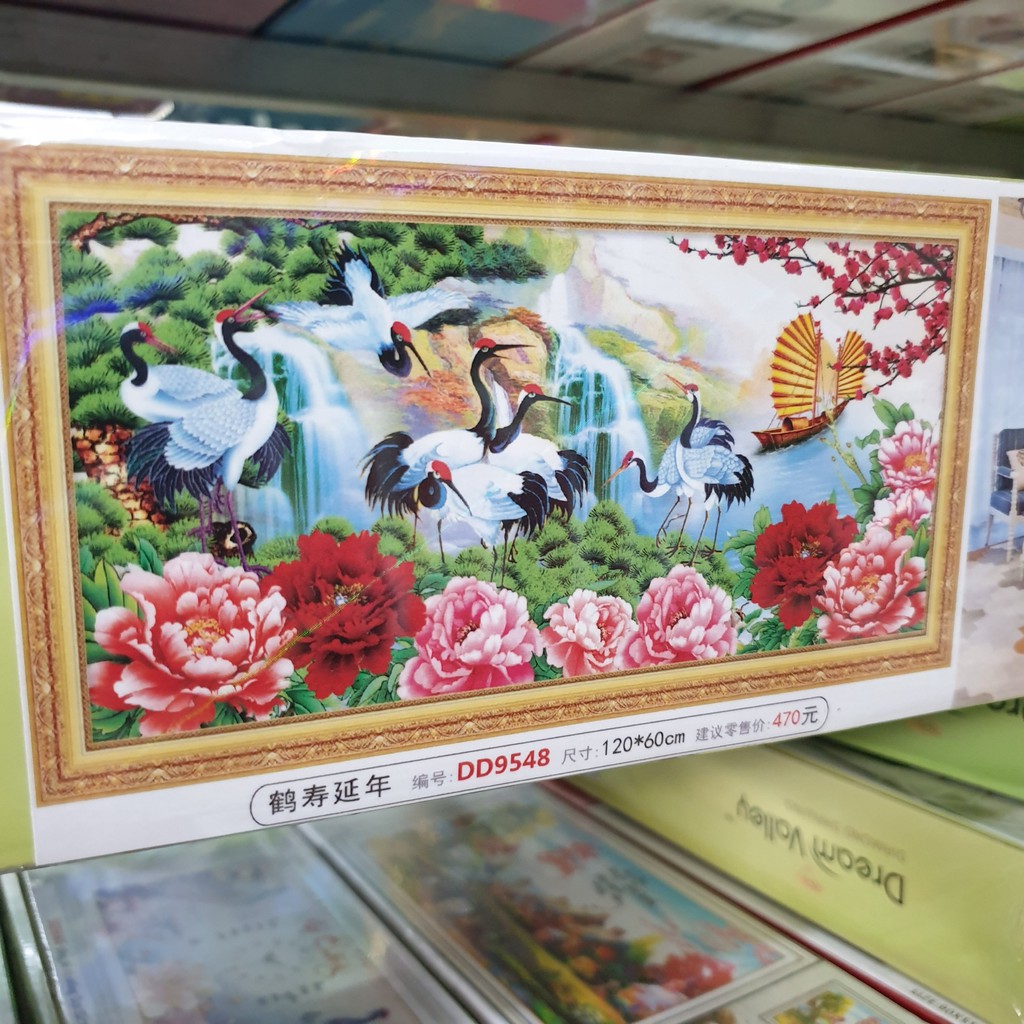 Tranh Đính Đá TÙNG HẠC DIÊN NIÊN (ĐÁ ABC CAO CẤP). Kích Thước: 1m2 x 60cm