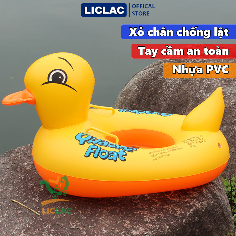 Baby duck shaped anti-flip swimming ring, 2-side handles animal float can help babies to balance safely, children's swimming ring, beach float, girls' Swim ring-lilacing