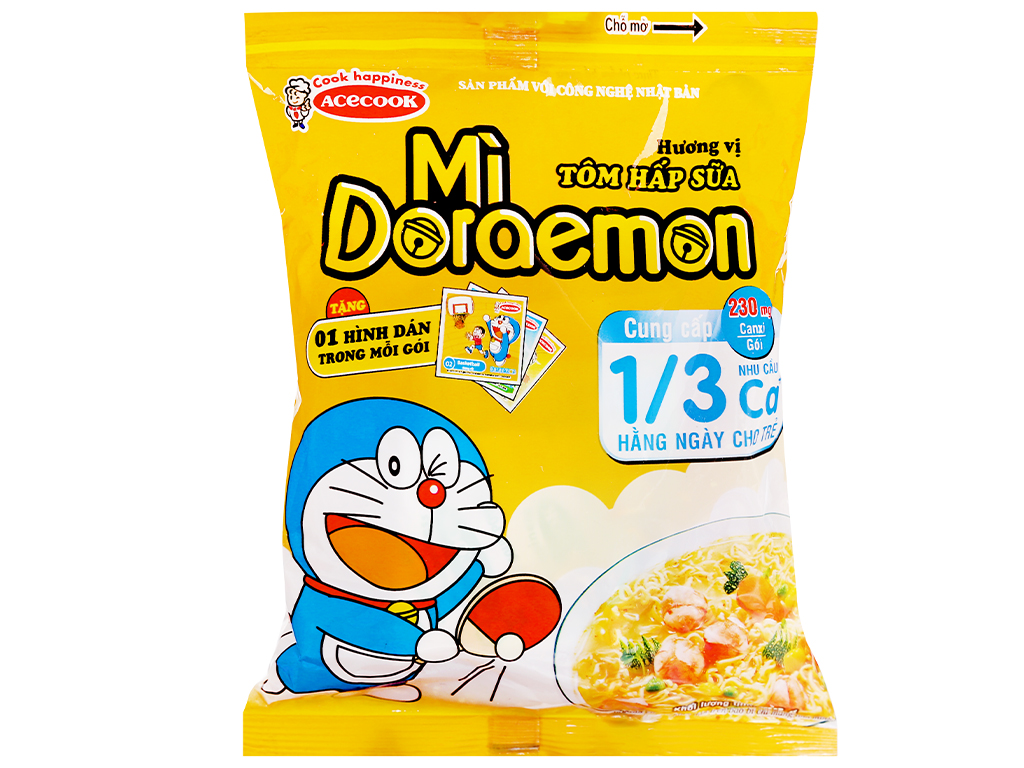 Thùng 30 gói mì Doraemon vị tôm hấp sữa 63g