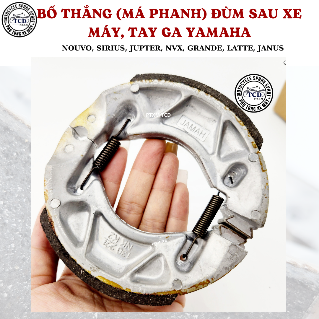 BỐ THẮNG (MÁ PHANH) ĐÙM SAU XE MÁY, TAY GA YA NOUVO, SIRIUS, JUPTER, NVX, GRANDE, LATTE, JANUS