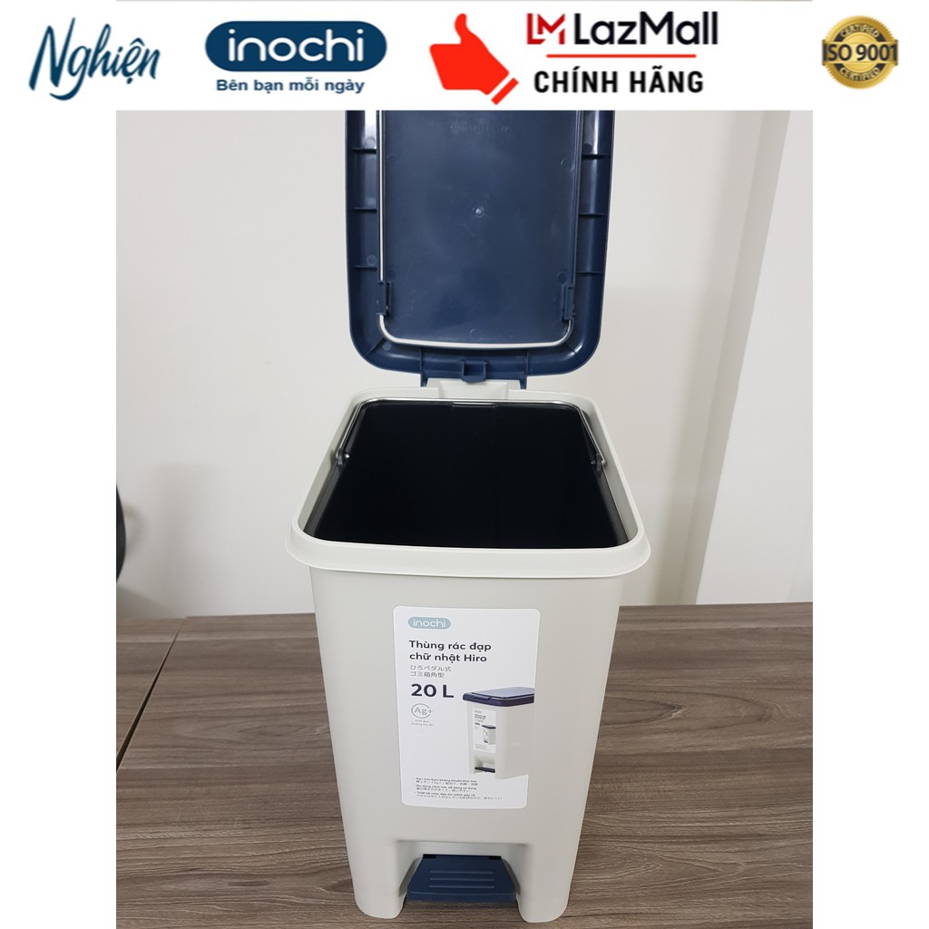 Thùng rác đạp chữ nhật Hiro 20L cao cấp nhật Bản (Kèm ruột)