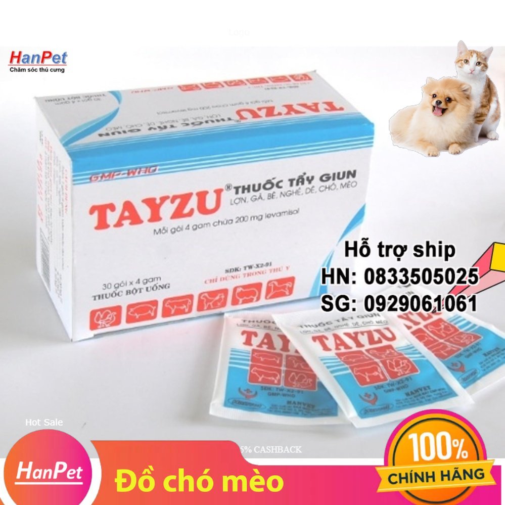 Hanpet - 10 gói tẩy giun định kỳ cho chó mèo - gói 4gr ( 403)