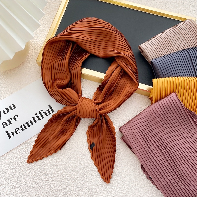Khăn choàng cổ xếp ly thanh lịch Khăn turban lụa dập ly