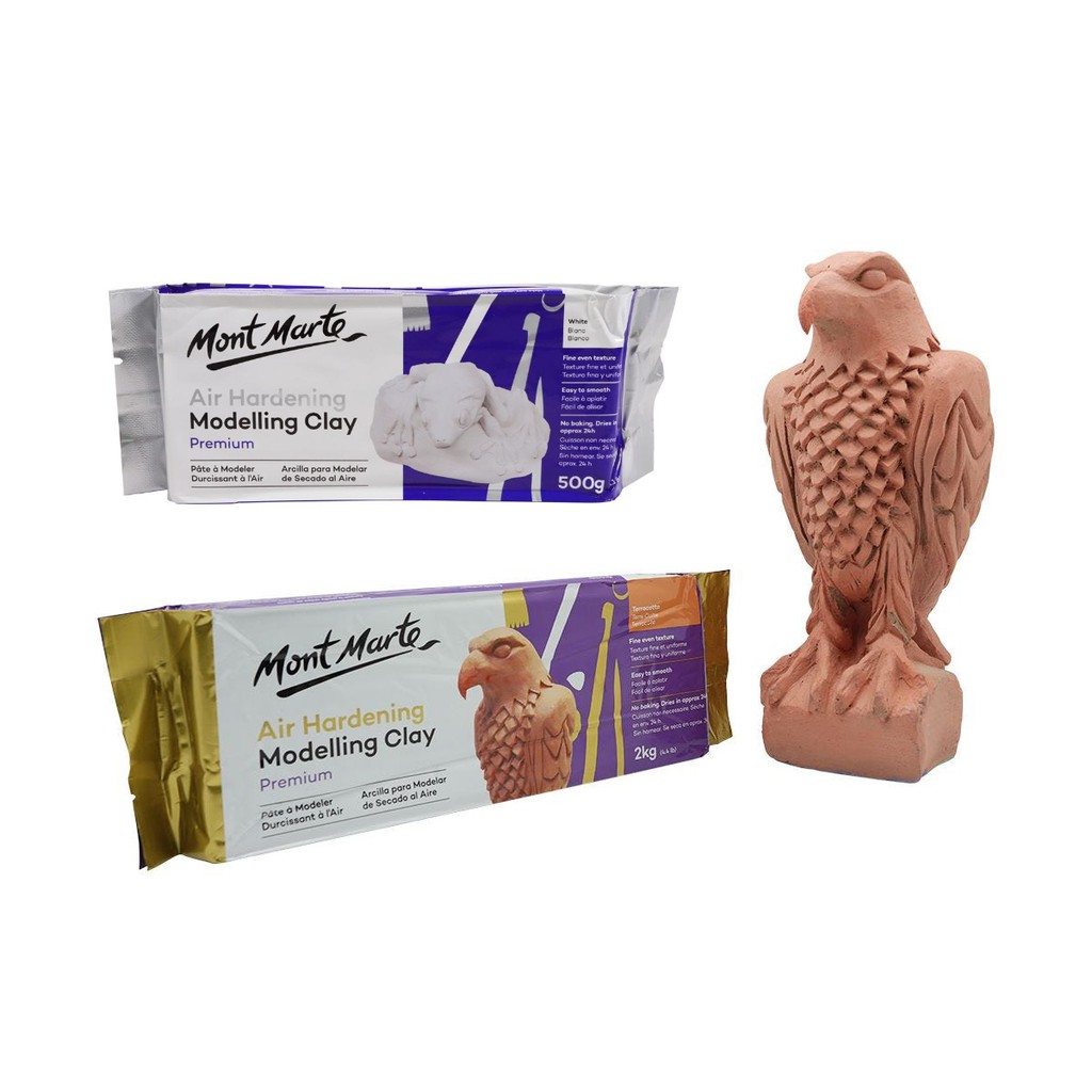 [Giao Hỏa Tốc] Đất Sét Tự Khô Mont Marte Premium Air Hardening Modelling Clay - Trắng/ Nâu