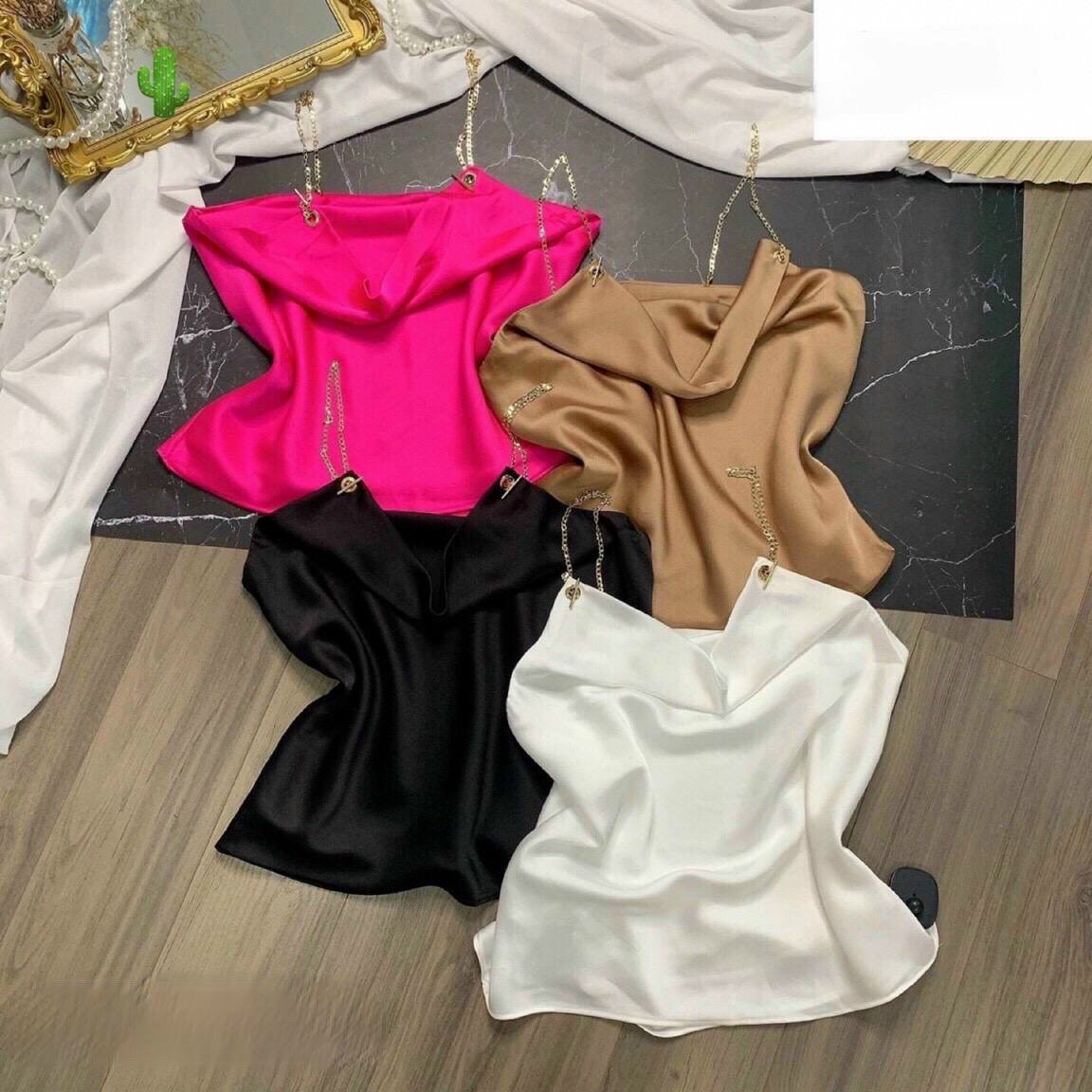 MẪU ÁO HAI DÂY BÚN VẢI PHI LỤA