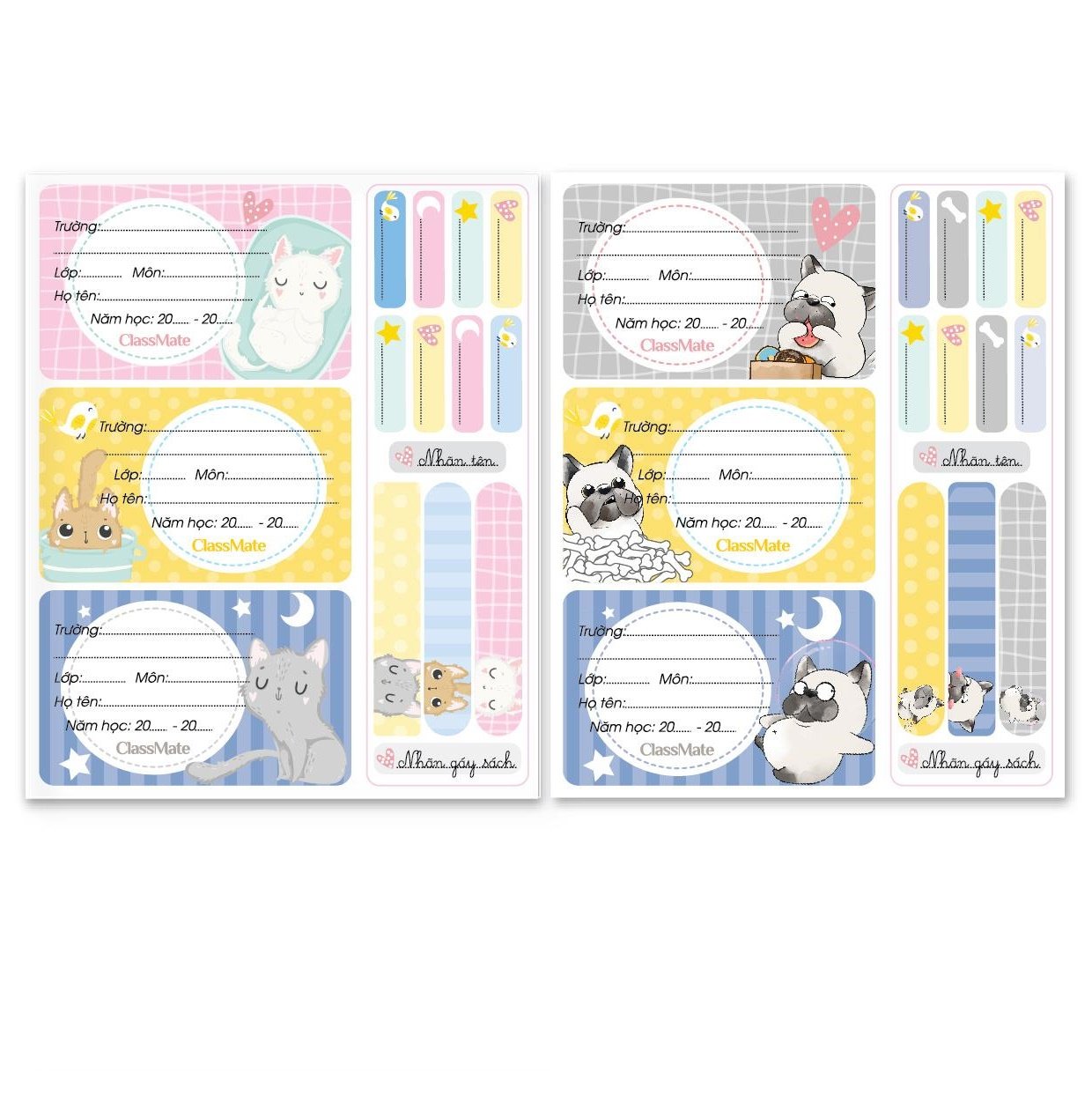 Combo 2 tập nhãn vở classmate pets cl-nt228