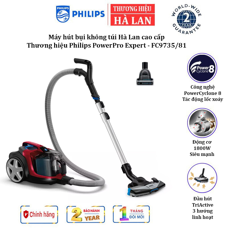 Máy hút bụi không túi Philips PowerPro Expert FC9735/81 thuộc dòng 7000 - Công suất đầu vào (tối đa): 1800W - BẢO HÀNH 2 NĂM