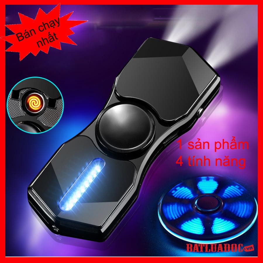 Hộp Quẹt Bật Lửa Hop Quet Bat Lua  Hồng Ngoại Spinner Kiêm Đèn Pin Sạc Điện USB Kiểu Dáng Con Quay  Tạo 12 Hiệu Ứng Đèn LED Cực Đẹp