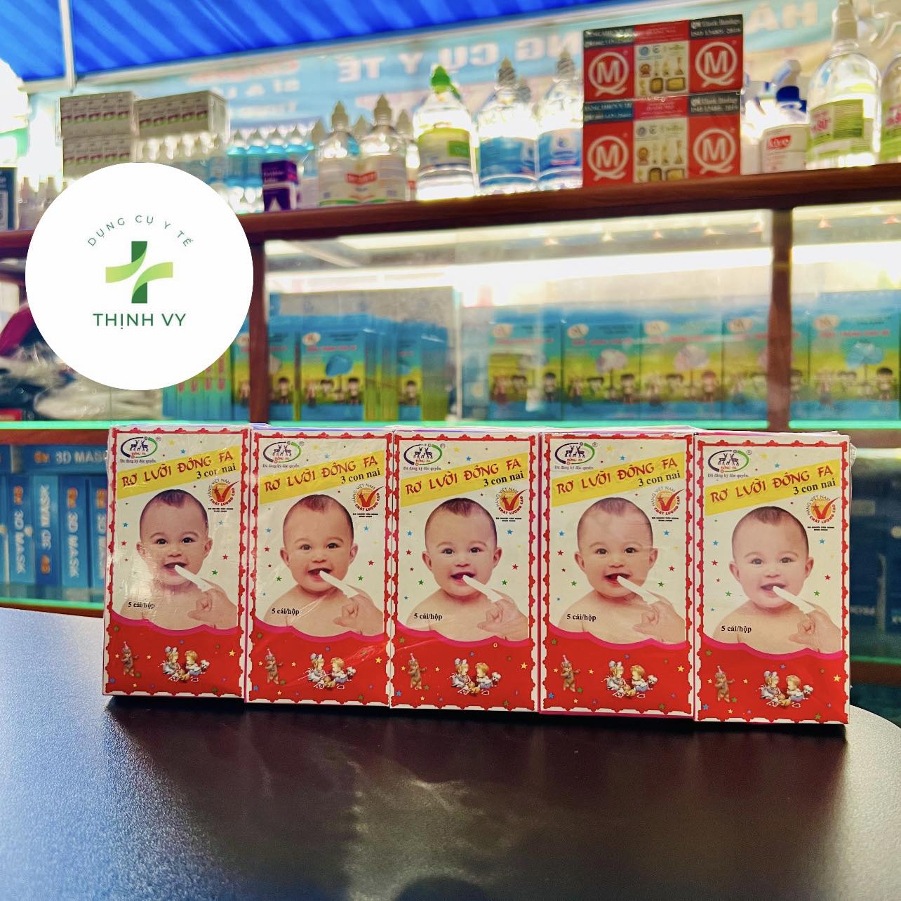 [Lốc 10 hộp x 5 chiếc] Gạc rơ lưỡi Đông Fa cho bé sơ sinh.