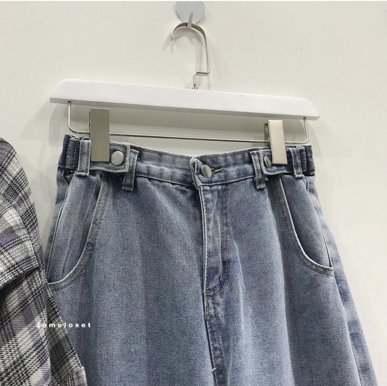 BAGGY JEANS LƯNG CAO ĐAI NÚT