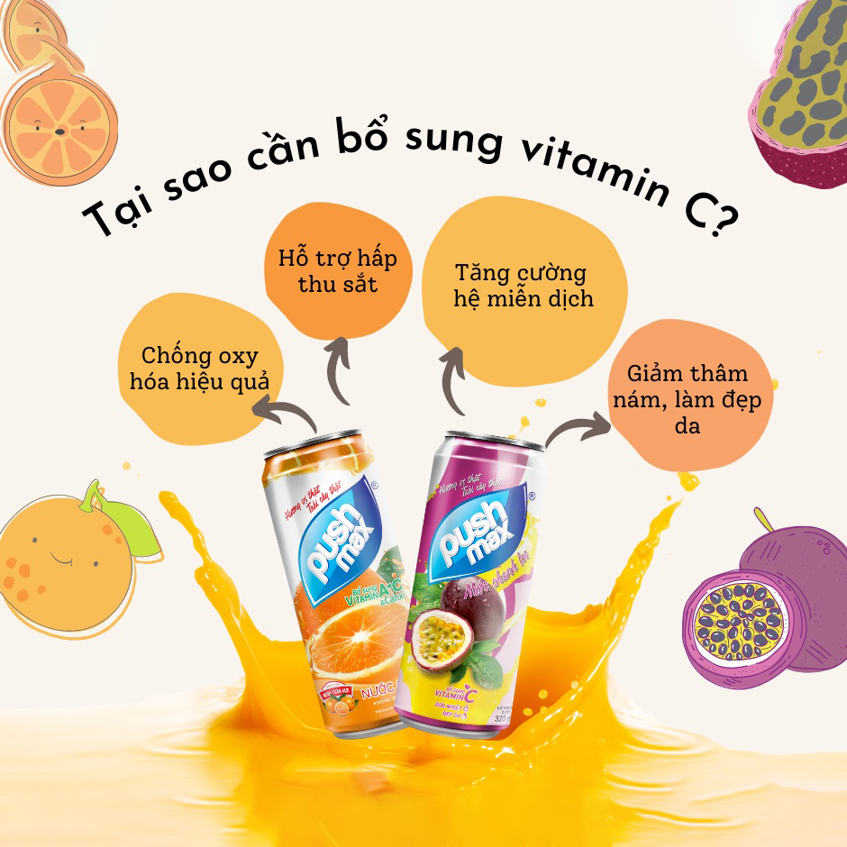 Thùng 24 chai Nước Trái Cây Chanh leo Pushmax (350ml x 24 Chai)