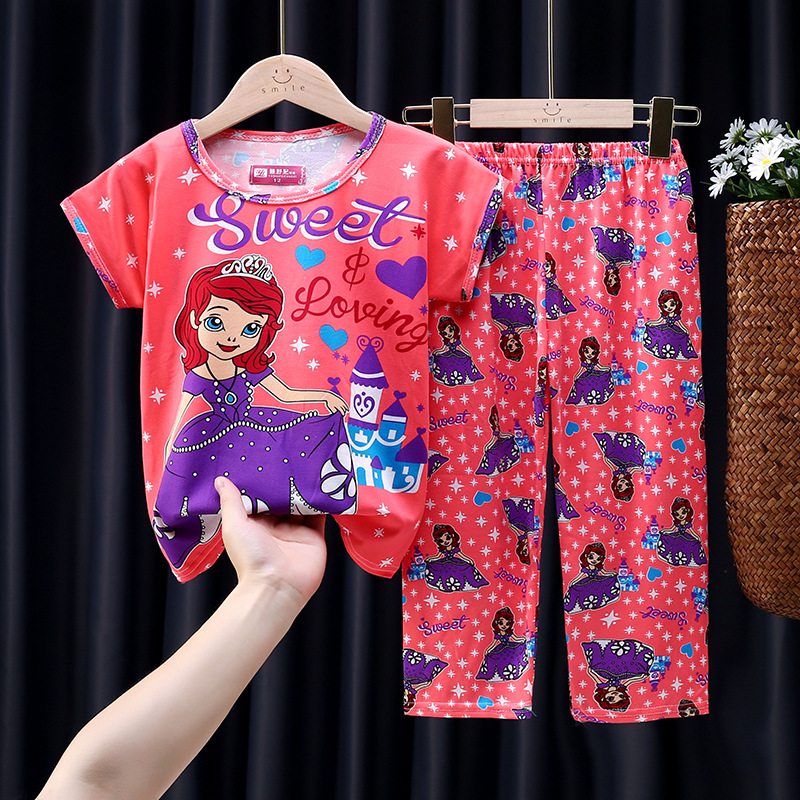 Đồ bộ quần dài áo ngắn tay thun thái in 3d cho bé trai và bé gái(SIZE 8-34KG)